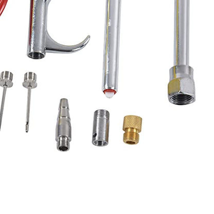 Air Compressor Accessory Kit Heavy Duty Industrial Grade 1/4in NPT Quick Connect Air Hose Fittings with Dual Tire Chuck Blow Gun Set for Automotive Tire Inflation and Workshop Use