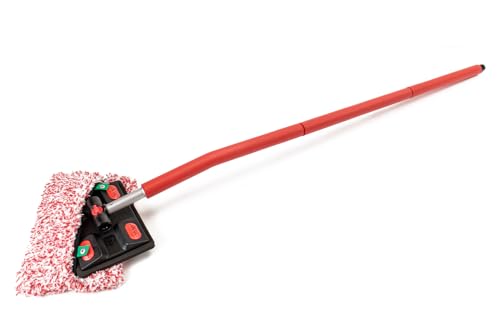 Mitt on a Stick PRO+ | Extendable Car Wash Brush, Mop, Mitt, Sponge | Red with Korean Dragon Microfiber Cover