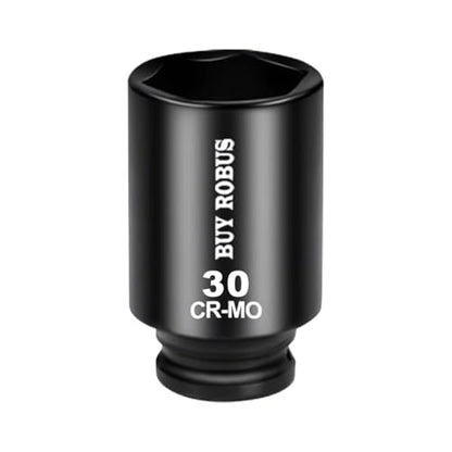 30mm Socket 1/2" Drive Deep Impact Metric Socket, 6 Point CR-MO for Easy Removal of Axle Nut - size: 30mm socket