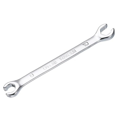 HARFINGTON Flare Nut Metric Wrench 8mm x 10mm CR-V Mirror Polished Chrome Plating Metric Wrench for DIY Hand-making Automotive Repairs and Household Maintenance - size: 8mm x 10mm