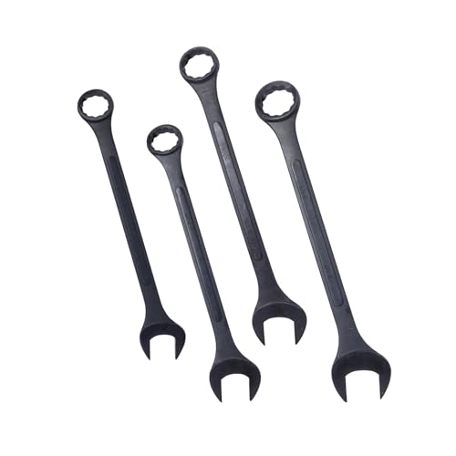 4PC Jumbo Combination Wrench Set, SAE, 2-1/8", 2-1/4", 2-3/8", 2-1/2 inch | Jumbo Wrench Set, Extra Large Combination Wrench Sets, Black Oxide Finish with Pouch (4PC-SAE) - size: 4PC-SAE