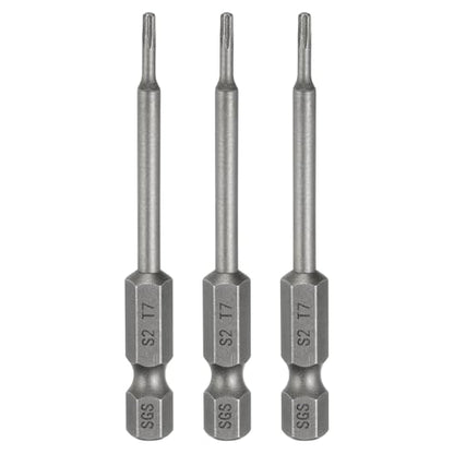 HARFINGTON 3pcs T7 Torx Head Screwdriver Bit 1/4" Hex Shank 2.6" (65mm) Long Magnetic No Hole Tip Tamper Proof 6 Point Star Screw Driver Drill Bits S2 Steel Industrial Power Screwdrivers - size: T7 x 2.6"(65mm)