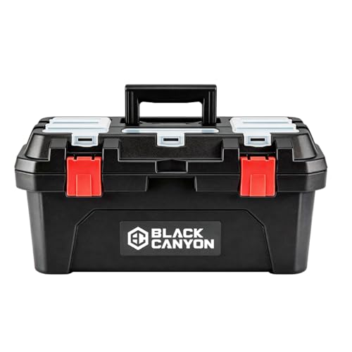 Black Canyon 19 Inch Portable Plastic Tool Box, 19 in × 9.6 in × 8.3 in, Padlockable 1 Piece 19 in - size: 19 IN/PLAS