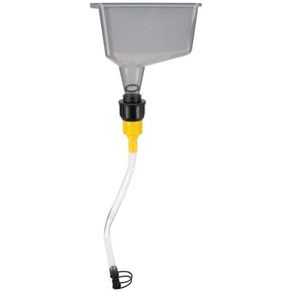 Performance Tool W4090 1 Qt. Flexible Spout Funnel w/On/Off Valve - Transparent Polypropylene, Fits Quart Bottles, Oil, Coolant, Transmission Fluid, Automotive Funnel, Gray
