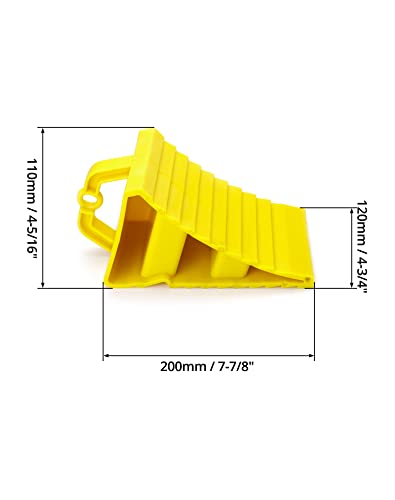 QWORK RV Wheel Chocks, 4 Pack Heavy Duty Car RV Tire Chocks Camper Chocks with Handle and Rope, Car Truck Stopper for Travel Trailers, Camper, Cars, Truck, Yellow