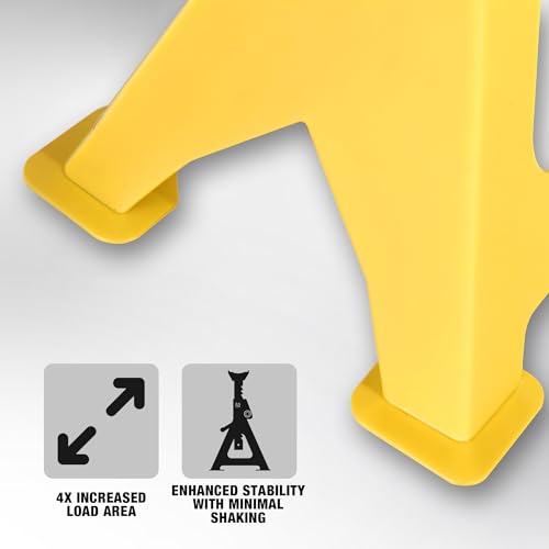 YELLOW JACKET 2 Ton Jack Stands with Double Locking and Large Foot Base for Lifting Car, Heavy Duty Steel, 4,400 lb Capacity, Yellow, 1 Pair - color: yellow, size: 2 ton double locking and upgraded base