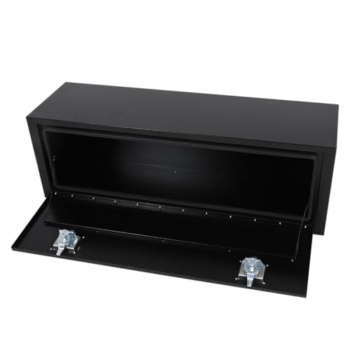 Heavy Duty Steel Plated Underbody Truck Tool Box with T-Handle Lock, Waterproof Tongue Box for Storage with Smooth Surface for Truck, Pickup, RV, Trailer - Black, 48" x 14" x 16" Inch - size: 48" x 14" x 16"