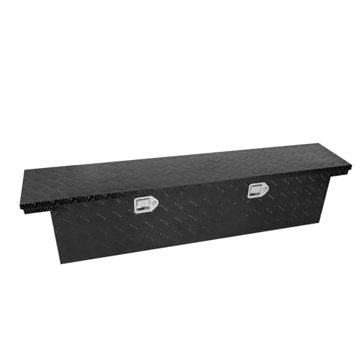 Crossover Tool Box Deep 12" H x 12" D x 63" L Waterproof Lockable Aluminum Black Truck Storage Box Compatible with Chevy Colorado,Ford Ranger,GMC Canyon（For Mid-Size Trucks - color: Black, size: 63"x12"x12"
