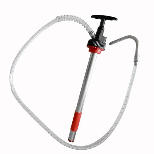 Manual Liquid Pump, Fluid Transfer Pump, Portable Oil Hand Pump for Fuel Removal, Push Suction Pump Extractor for 5 Gallon(20L) Bucket with 50 in Hose and Nozzle