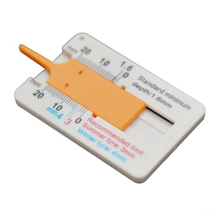 Plastic Tire Tread Depth Gauge 0-20mm, Pocket Size Vernier Caliper Ruler for Car Truck Summer Winter Tyre Wear Check, Lightweight Tool