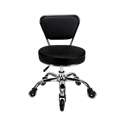 MAYAKOBA Dayton Garage Rolling Seat (Black Upgrade Casters) Pneumatic, Short Stool with Adjustable Height 13"-15", Perfect for Garage Task, Home Cleaning, Bathroom Short Seat, Technician Task - color: Black (Upgrade)