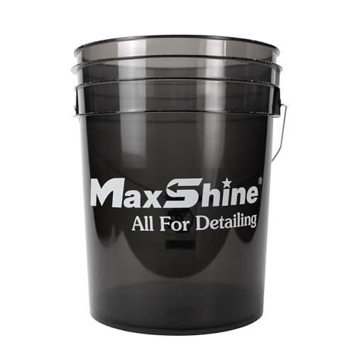 Maxshine 5 Gallon Detailing Bucket - Black Universal Car Wash Bucket for Auto Detailing, Scratch-Free Washing, Garage Storage, Holds Soap, Foam Cannon, Brushes & Microfiber Towels - color: 5g Bucket (Smoke)