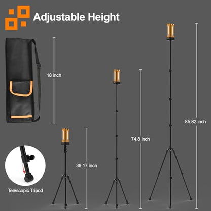 13200mAh Rechargeable Solar Work Light with Folding Stand and Carrying Bag, AODOO 8000 Lumen Stepless Dimmable , White/Warm/Nature White/RED(SOS) with Detachable Tripod (Orange(Remote)) - color: Orange(Remote)