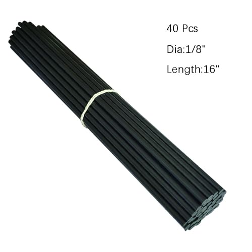 40 Pcs 16-Inch Length Black HDPE Plastic Welding Rod,1/8" Diameter,High Density Polyethylene Welding Rod for Car Bumper,Water Tanks,Canoe and Plastic Bins - color: Black