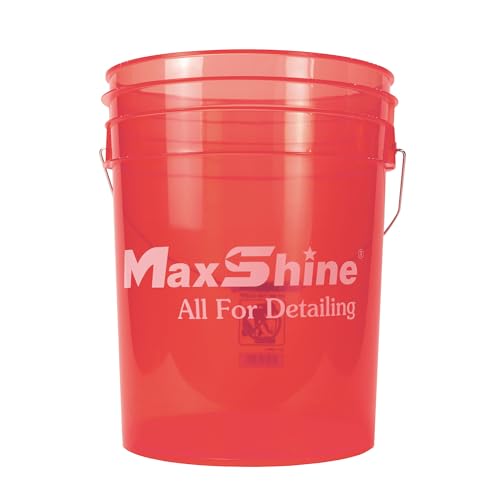 Maxshine 5 Gallon Universal Detailing Bucket (Red) – Car Wash Bucket for Scratch-Free Washing, Garage Storage & Detailing Tools – Holds Soap, Foam Cannon, Microfiber Towels & More - color: 5g Bucket (Red)