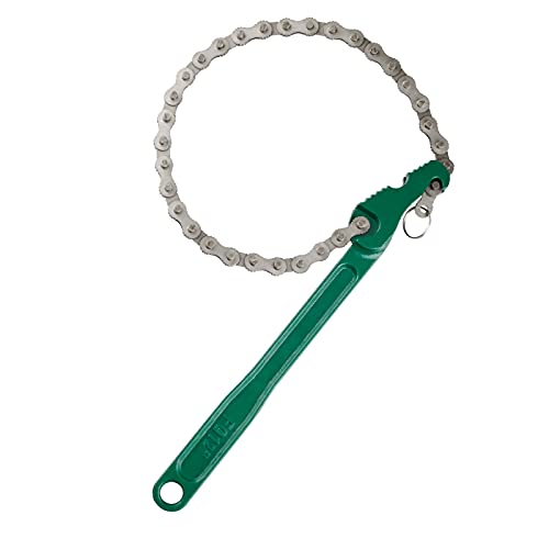 AUPREX 12 Inch Sturdy Carbon Steel Adjustable Heavy Duty Ratcheting Chain Oil Filter Wrench Reversible Chain Style Pipe Fitter With Multi-Purpose - color: Green, size: 12 Inch
