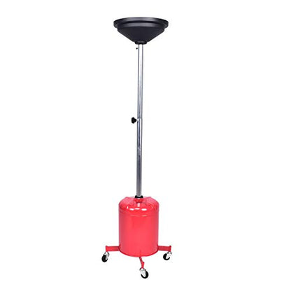 5 Gallon Oil Drian Portable Steel Oil Drain, Waste Oil Drain with Wheel, Adjustable Height, Red (AODT-5)