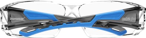 Ironwear 3085 Safety Glasses Anti-Fog ANSI Z87 Compliant with UVA and UVB Protection - color: Blue,clear