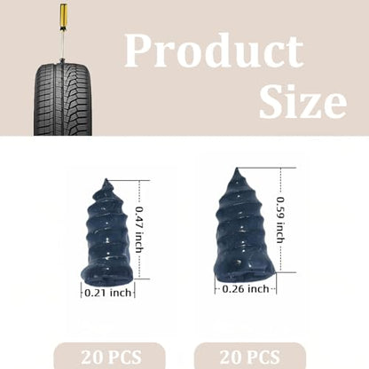 40pcs Tire Repair Rubber Nail Kit, Tire Repair Screws with Screwdriver, Tire Screw Plug Fast Tool Self Service Tire Repair Nail for car, Motorcycle, Tractor Tire Puncture Repair
