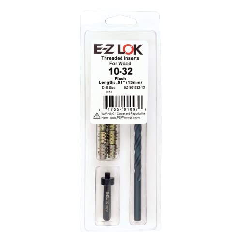 E-Z Hex Thread Repair Kit for Soft Wood Flush Threaded Inserts 10-32 x 13mm, Drill, Installation Tool - size: 10-32 x 13mm, style: Flush