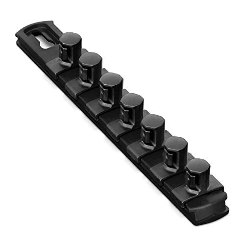 Ernst Manufacturing 8-Inch Socket Organizer with 7 1/2-Inch Twist Lock Clips, Black (8428-Black-1/2) - color: Black, size: 1/2-Inch Twist Clips, style: 8-Inch