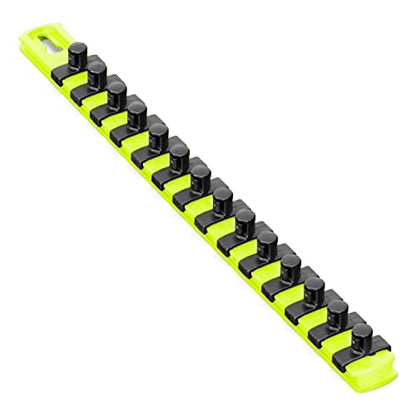 ERNST 13-Inch Socket Rail Organizer with 14 3/8-Inch Twist Lock Clips, High Visibility (8438HV) - color: Hi-viz, size: 3/8-Inch Twist Clips, style: 13-Inch