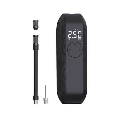 CYCPLUS Electric Air Compressor Bicycle Pump Car Tire Inflator, 150 PSI Portable, Rechargeable with LED Display, Auto Shut-Off for Bike Tires, Car, Motorcycle, Ball - color: Lightblack