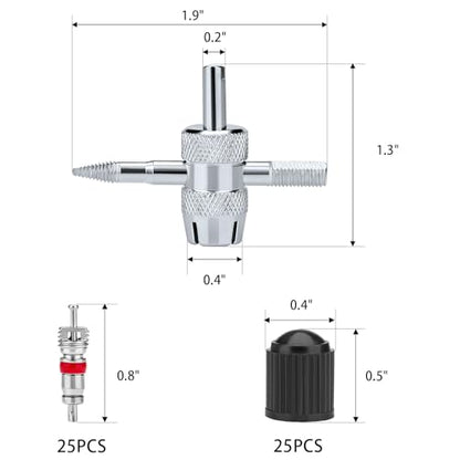 56Pcs Valve Stem Removal Tool, Valve Cores, 4-Way Valve Tool, Valve Core Remover Tool, Valve Stem Caps