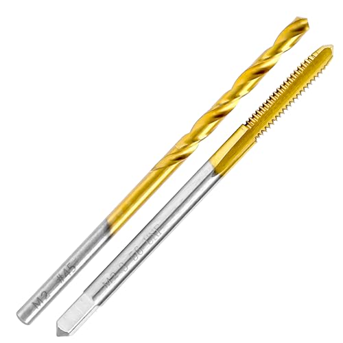 3-56 UNF Tap and #45 Drill Bit Kit for Metal, M2 HSS Drill and Tap Set | Combination of Drill and Tap Kit for Metal - size: 3-56 UNF Tap - #45 Drill
