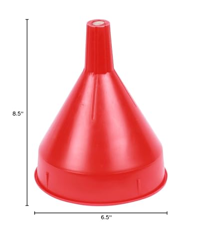WirthCo 32002 Red Safety Funnel with Screen/Strainer Funnel for Oil, Fuel, Gas, and Automotive Large 2 Quart Capacity - size: 2 Quart, style: With Screen
