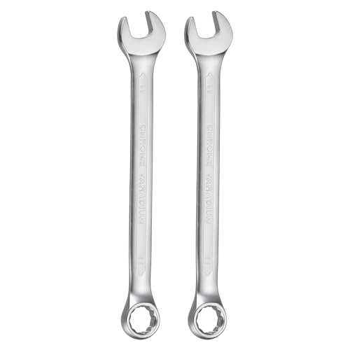 HARFINGTON 2Pcs Metric Combination Wrench 11mm Open End & 15-Degree Offset 12-Point Box End Chrome Vanadium Steel Industrial Grade Double Ended Wrenches Spanners Tools - size: 11mm