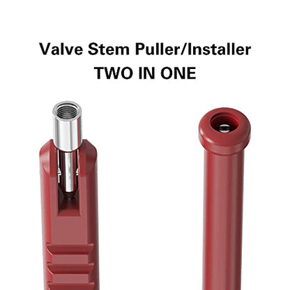 CKAuto Tire Valve Stem Puller/Installer with Tire Valve Core Tool, No Scratch High Tensile Strength Red Plastic Tire Valve Tool (Pack of 2) - size: 2 in 1 (Pack of 2)
