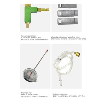 Universal Coolant System Vacuum Refill Kit with Antifreeze Changer, Leak Tester, for Most Vehicles, Efficient and Convenient Toolbox with 15 Piece Set
