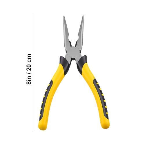 8-Inch Premium Needle-Nose Pliers, Wiojided High-Carbon Steel Precision Long Nose Pliers with Wire Cutter, Anti-Slip Soft Grip, Paper Clamp Design for Home, Jewelry, Crafts, Fishing, Narrow Spaces