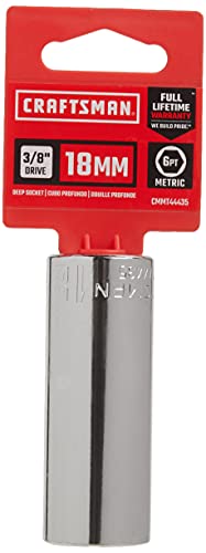 CRAFTSMAN Deep Socket, Metric, 3/8-Inch Drive, 18mm, 6-Point (CMMT44435) - size: 18 MM