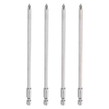HARFINGTON 4pcs #1 Phillips Screwdriver Bit PH1 1/4" Hex Shank 6" (150mm) Long 0.2" Rod Magnetic Cross Head Drill Bits S2 Steel Industrial Screw Driver Bit for Electric Power Tools, Gray - size: PH1 x 6" x 0.2"