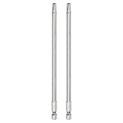 HARFINGTON 2pcs T30 Security Torx Bit 1/4" Hex Shank 6" Long S2 Steel Magnetic Tamper Resistant Star Bits Screwdriver Torx Head with Hole for Driver Drill Bits Remove Fastening Screws - size: T30