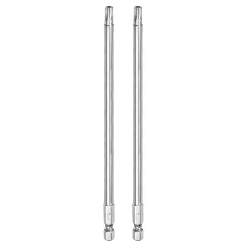 HARFINGTON 2pcs T30 Security Torx Bit 1/4" Hex Shank 6" Long S2 Steel Magnetic Tamper Resistant Star Bits Screwdriver Torx Head with Hole for Driver Drill Bits Remove Fastening Screws - size: T30