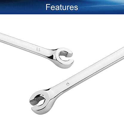 Auniwaig 9mm x 11mm Flare Nut Wrench Metric Double Open End | 15° Offset Ends, For Auto, Household, DIY Repairs - size: 9x11mm
