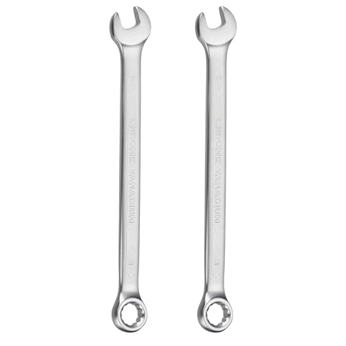 HARFINGTON 2Pcs Metric Combination Wrench 8mm Open End & 15-Degree Offset 12-Point Box End Chrome Vanadium Steel Industrial Grade Double Ended Wrenches Spanners Tools - size: 8mm