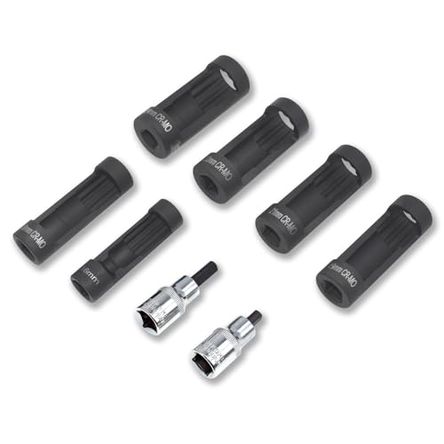 Suspension Strut Socket Tool, Strut Nut Socket 16mm 18mm 19mm 21mm 22mm 24mm with 12 Point 1/2" Drive, Suspension Spreader Set 8pc Shock Absorber Tool - size: 8pcs