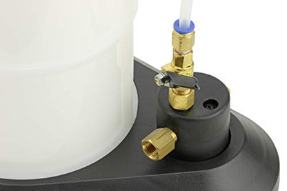 Mityvac MV7300 Pneumatic 2.3 Gallon Venturi Vacuum Pump Fluid Evacuator, Uses Compressed Air, Chemical-Resistant Polyethylene, Air Shut-Off Valve, Overflow Prevention, Quick-Drain Spout, Large Base