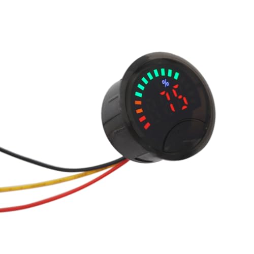 Battery Meter with LED Display, DC 7-100V Voltage Capacity Tester, 12V Digital Round Battery Monitor for Car, Golf Cart, RV, Truck, Boat, Motorcycle, Small Size
