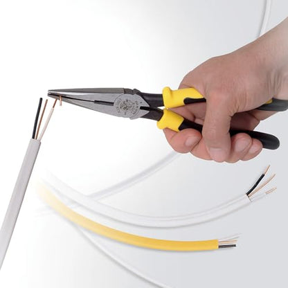 Klein Tools J203-8N Long Nose Side-Cutter Stripping Pliers, Induction Hardened and Heavier For Increased Cutting Power, 8-Inch - style: Side Cutters w/Stripping