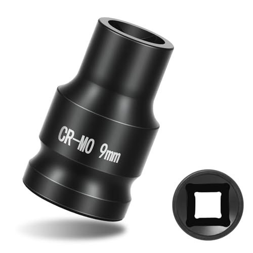 1/2" Drive 9mm Impact Socket Metric Standard Impact Socket Blackening Finish 4 Point Square Socket made with Chrome Molybdenum Alloy Steel for Auto Repair Mechanical Maintenance Removal of Axle Nut - size: 9mm - 4pt, style: 1/2" Drive Standard Socket