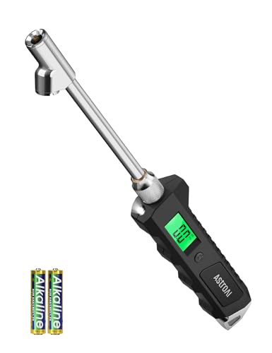 AstroAI Heavy Duty Digital Tire Pressure Gauge 0-230 PSI Calibrated to ANSI B40.7 Grade 2A (0.5%) with Backlit LCD & Flashlight, Stainless Steel for Truck RV Car Motorcycle Bike, 2Pack - size: 2 Pack, style: Long Version
