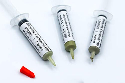 TechDiamondTools Kit of 3 Diamond Lapping Paste Polishing Compound USA Made 400 600 1050 Grit Lapidary Paste for Rock Glass Metal in Three Concentrations of Diamond Powder (Medium 25% Concentration) - style: Medium 25% concentration
