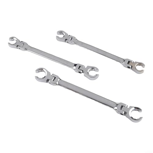 Adjustable Flare Nut Wrench Set with for FLEX Head, Chrome Vanadium Steel, Double Head, 9mm-21mm Sizes, Mirror Polished, for Home and Workshop Repairs