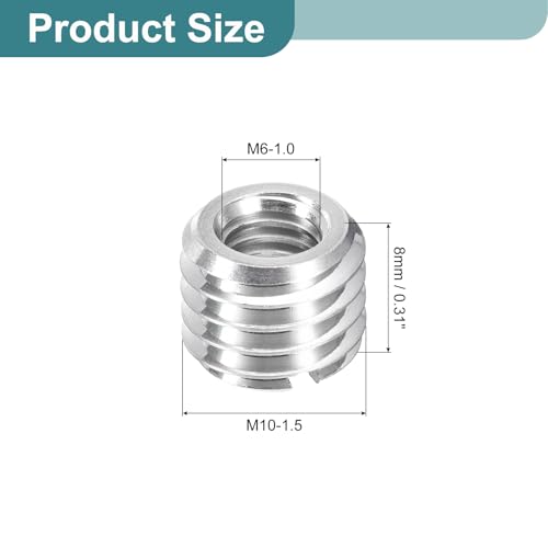 uxcell 10Pcs Threaded Inserts, M6-1x8 & M10-1.5x8 Stainless Steel 303 Screw Thread Sleeves Thread Repair Insert for Mechanical Equipment - size: M6-1x8 & M10-1.5x8mm