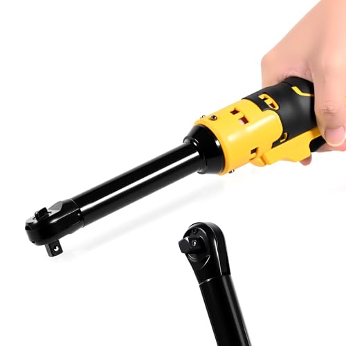 3/8" Electric Cordless Ratchet Wrench Compatible with Dewalt 20V Series Batteries, 80 N.m Battery Powered Slim Power Ratchet Driver with Extended 6” Neck LED Light Variable Speed Trigger (Tool Only)